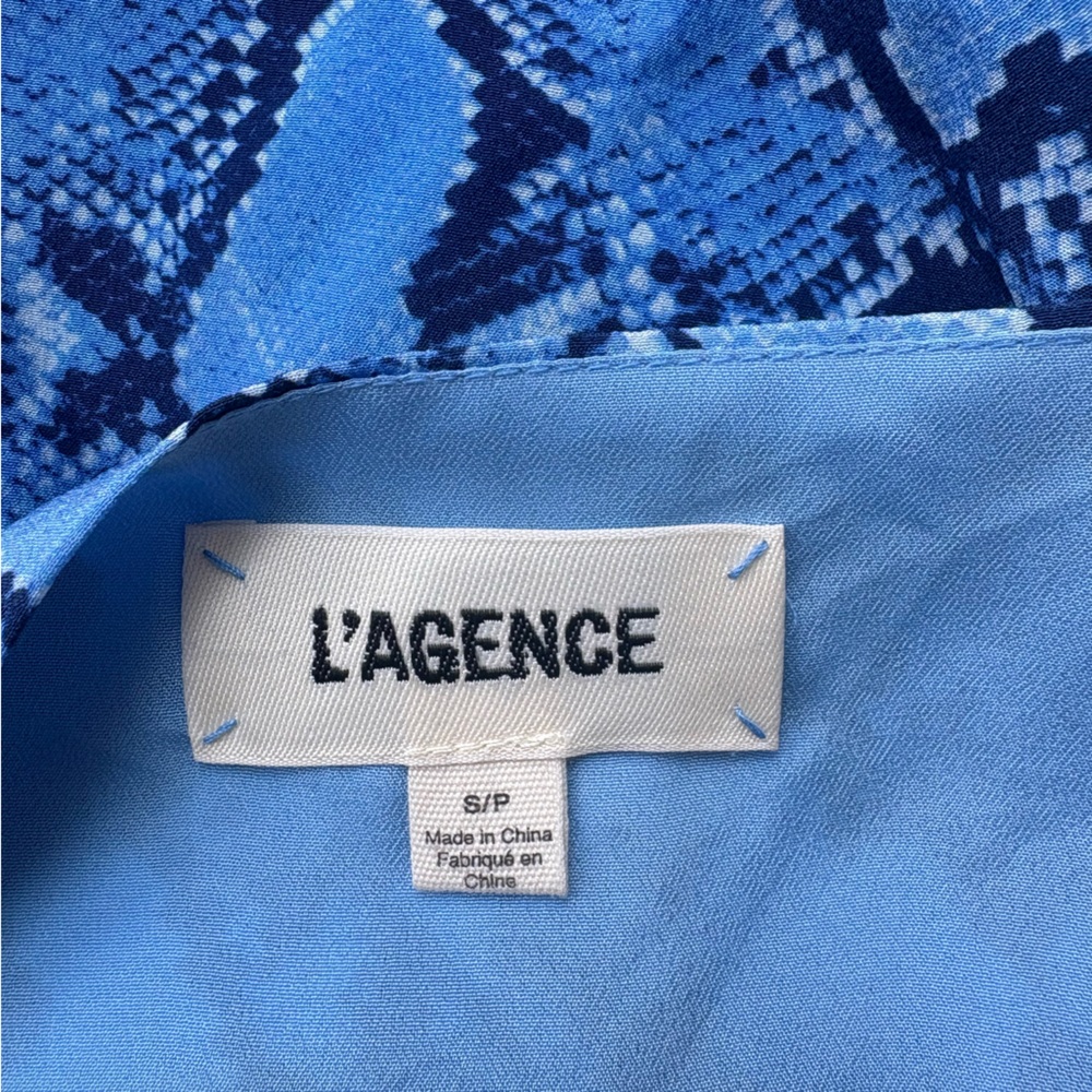 L'AGENCE Jane Paloma Snake Print Cami in Blue SMALL - Picture 8 of 8